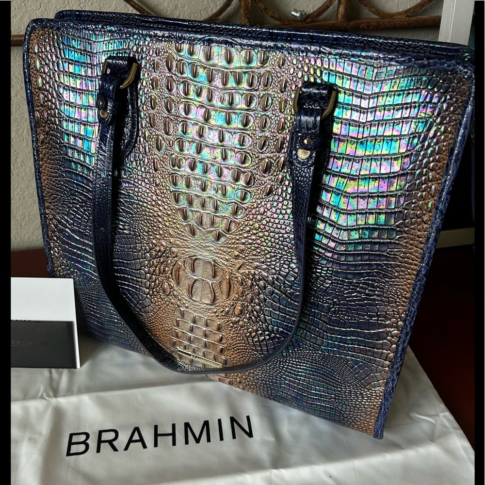 Brahmin Tia Blue Ombre Mini Melbourne Tote
